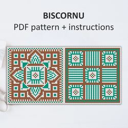 BP028 Biscornu cross stitch pattern in PDF - Pincushion needle bed xstitch pattern in PDF format - Instant download