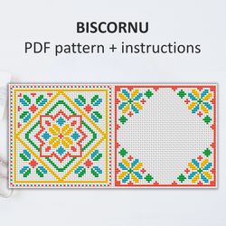 BP033 Biscornu cross stitch pattern in PDF - Pincushion needle bed xstitch pattern in PDF format - Instant download