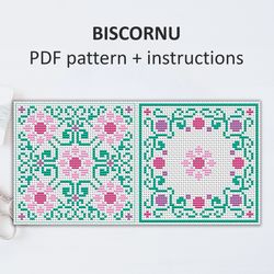 BP034 Biscornu cross stitch pattern in PDF - Pincushion needle bed xstitch pattern in PDF format - Instant download