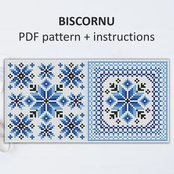 BP038 Biscornu cross stitch pattern in PDF - Pincushion needle bed xstitch pattern in PDF format - Instant download