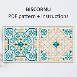 BP040 Biscornu cross stitch pattern in PDF - Pincushion needle bed xstitch pattern in PDF format - Instant download