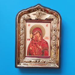 Theodore icon of The Mother of God Orthodox plastic icon with a hang hole blessed icon 5.5x3.9" free shipping