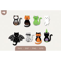 Halloween cats SVG files, Halloween cats clipart illustration bundle
