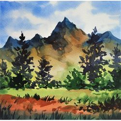 Mountains Painting Original Artwork Landscape Art National Park Painting