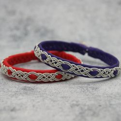 Narrow leather bracelet for men and women. Sami bracelet made of genuine leather. Scandinavian wrap bracelet.