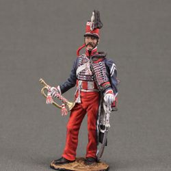 Toy tin soldiers 54 mm model Figure miniature Trumpeter Hussar of the Royal Guard, Naples (Italy), 1848