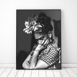 Portrait Frida Khalo printable, black white Frida Kahlos art print, frida khalo print photo