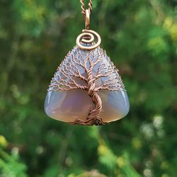 6th Wedding Anniversary Tree Of Life Agate Pendant Gift for Her, 6 Year Anniversary Gift for Wife, Yggdrasil Amulet