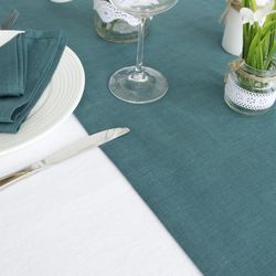 Teal linen table runner / Custom kitchen table runner / Dining table top / table runner handmade /  Wedding decor
