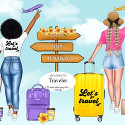 Travel girl clipart, Travel clipart