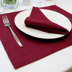 Burgundy linen placemats set / custom cloth placemats / fabric modern table mat / fall placemats / natural placemat gift