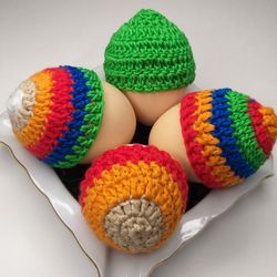 Crochet egg cosies, crochet easter patterns, crochet patterns for kids