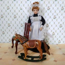 Wheelchair horse. Dollhouse miniature.1:12 scale.