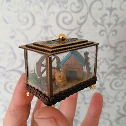 Terrarium With A Hamster. Hamster Cage. Puppet Miniature.1:12 Scale.