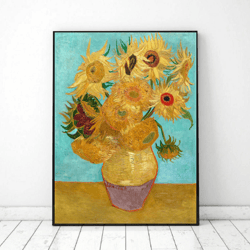 Sunflower Van Gogh bouquet Wall Art Printable, Flowers  Still-life Picture digital download