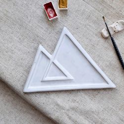 Triangular clay palette/ Mini palette/ Watercolor slab palette/ Clay paint palette/ Mixing colors tray/Gift for artist