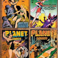 Planet comics magazine cover postcard set