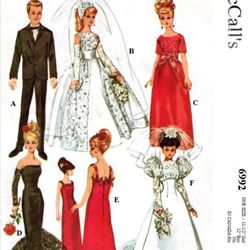 PDF Copy Vintage Sewing Pattern MC Calls 6992 Clothes for Barbie and Dolls 11 1\2 inch