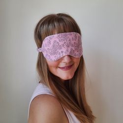 Beauty mask for sleep/travel from soft jersey tricot handmade with nice tracery
