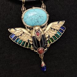 Scarab necklace with turquoise