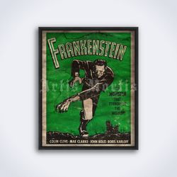 Frankenstein, vintage horror movie,  Boris Karloff, classic monster printable art, print, poster (Digital Download)