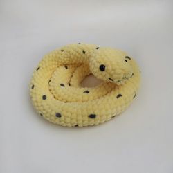 Yellow plush snake 33 in, Collectible snake, Snake plushie, Snake decor, Snake stuffed animals, Gift for snake lovers