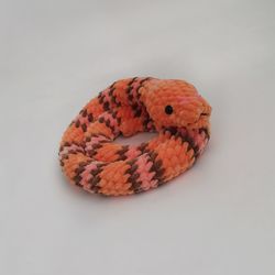 Crochet snake plush, Orange corn snake, Handmade snake, Snake stuffed animals, Collectible snake, Snake plushie
