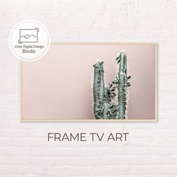 samsung frame tv art | 4k cactus flower art pink background for the frame tv | digital art frame tv | instant download