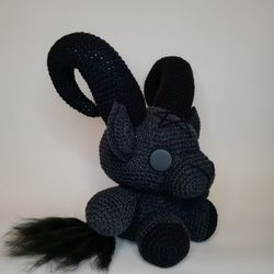 Total black baphomet plush with curled horns and pentagram - Halloween gift idea