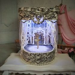 Miniature puppet theater for doll houses.Illuminated theater.1:12 scale.