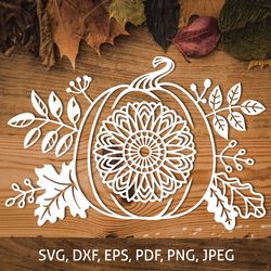 Pumpkin, Sunflower & Autumn Leaves SVG Fall Harvest Cut file