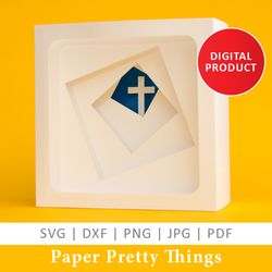 catholic cross in the sky, 3d tunnel card, pop up papercut template, diy, vector svg, dxf, pdf, jpg, png, silhouette