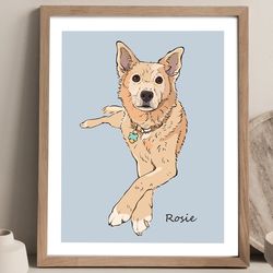 custom dog drawing portrait from photo pet portrait custom digital download personalized pet portrait hand drawn pet