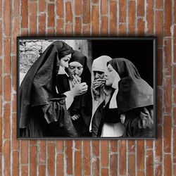 Vintage photo printable Vintage photo print smoking nun