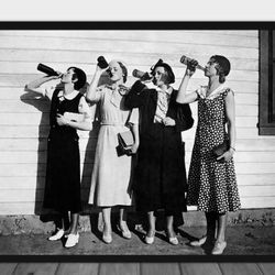 Vintage photo printable Girls Drinking, Vintage Photo Print Female Art, Black and White Photo, prohibition photos