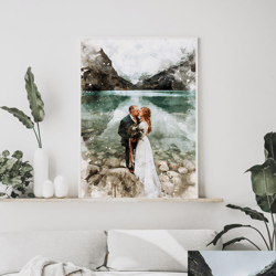 wedding illustration, custom wedding portrait from photo, custom couple portrait watercolor, wedding anniversary gift