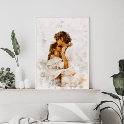 custom couple portrait watercolor, custom portrait from photo, custom family portrait, boyfriend gift, girlfriend gift