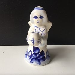 Unique Ceramic Candle Holder | Angel Sculpture Candle Holder | Russian Folk Art Style Gzhel