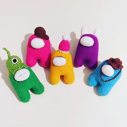 Set Plush Amigurumi Among Us ,  Crochet  Stuffed Among Us,  Among Us Character, Set of miniature toys, Handmade Kids Toy