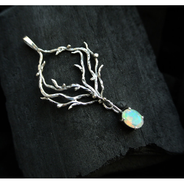 Opal necklace silver