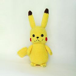 Pikachu plush toy Crochet Pikachu pokemon Handmade stuffed toy