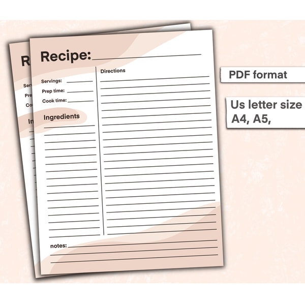 Recipe Guide Format Recipe Template, Printable Recipe, Recipe Page, Cookbook Tem | Inspire ...