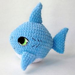 Baby shark toy Cute plush shark Stuffed animal toy Handmade crochet toy