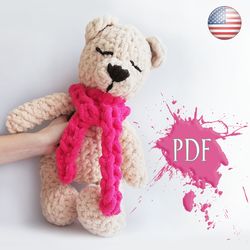Pattern teddy bear. Finger Knitting. Crochet Amigurumi pdf