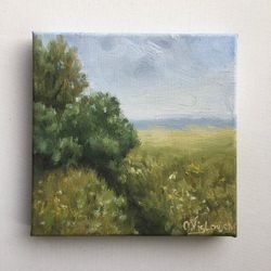 Neutral Landscape Painting Original Oil Artwork Painting on Stretched Canvas Landscape Small Painting