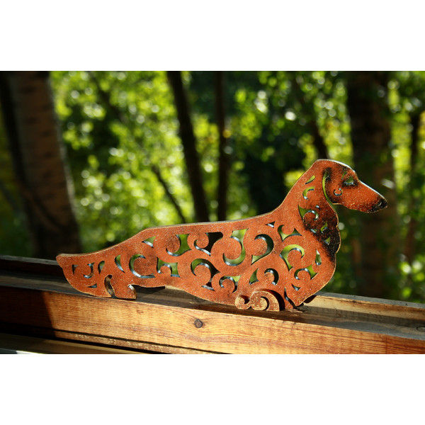 red Longhaired Dachshund figurine wood