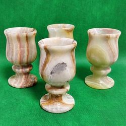 Antique Strong drinks glasses from Natural Onyx. Set 4 psc. Shots for drink