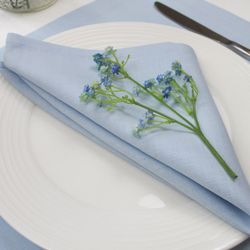 light blue linen napkins set / cloth napkins / custom dinner napkins / bridal shower napkin bulk / wedding table decor