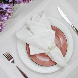 White linen napkins set / Cloth holiday napkins bulk / Custom dinner napkins / wedding table decor