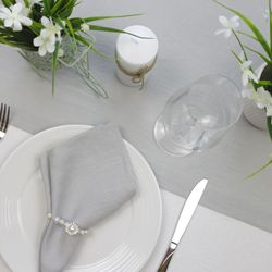 Grey linen table runner / Custom kitchen cloth table runner / Handmade natural dining table top